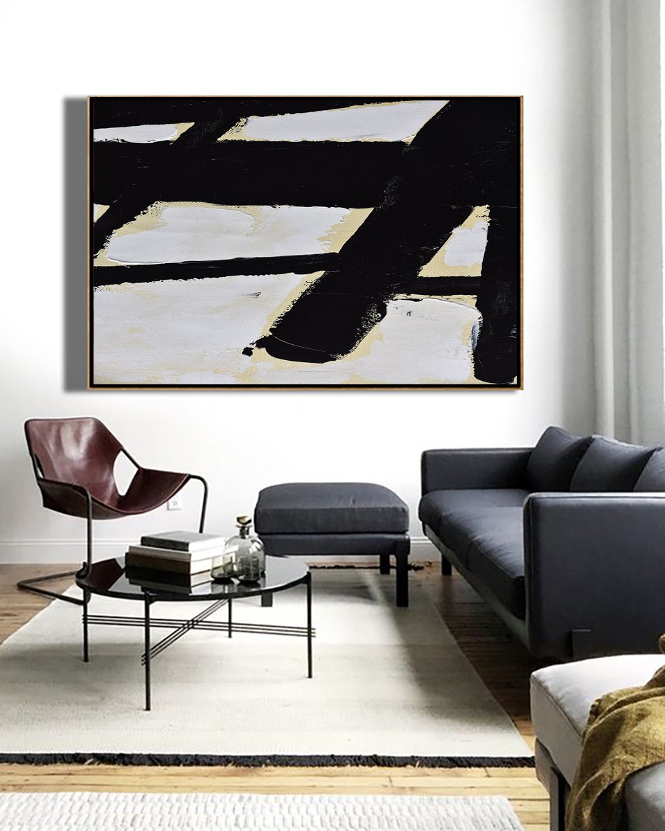 Horizontal Palette Knife Minimalist Art #C43Z